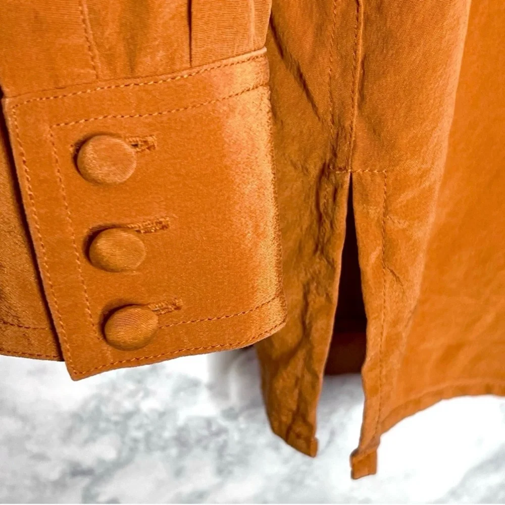 ⭐️ August Max Orange SILK Vintage Button Up Roomy Blouse Womens XS - Picture 5 of 8